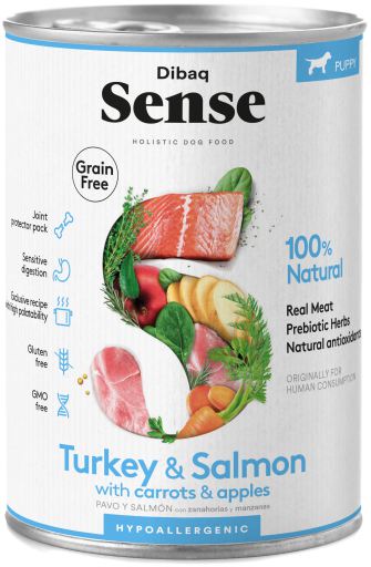 Dibaq sense lata puppy pavo/salmon 380Gr